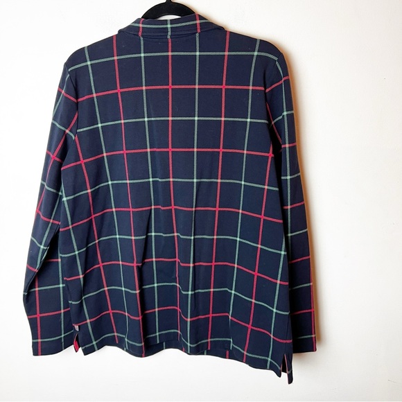 SZ 1XL Talbots Striped Half Zip Pullover Navy Blue Pink and Green Lines - Picture 6 of 7